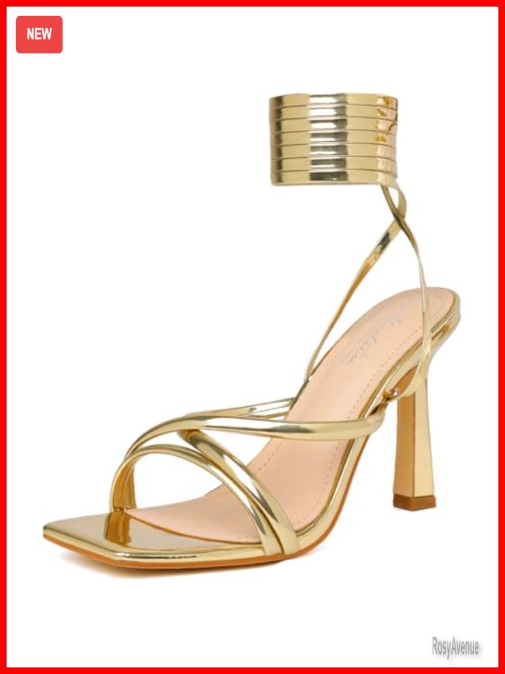 Womens Lace Up Strappy High Heeled Sandals Square Open Toe Tie Up Formal Party